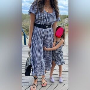 Mango Black & White Gingham Midi Dress